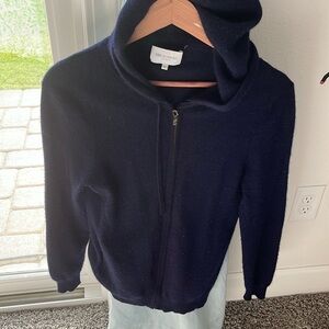 Eric Bompard 100% cashmere hoodie size medium, navy with only mild pilling.